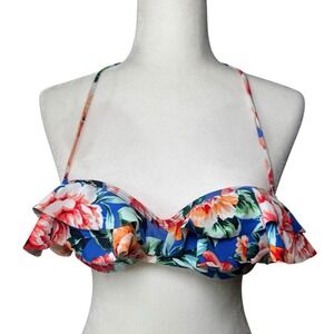 Abercrombie SWIM BRA Top Size 32B Floral Underwire Tropical Ruffles